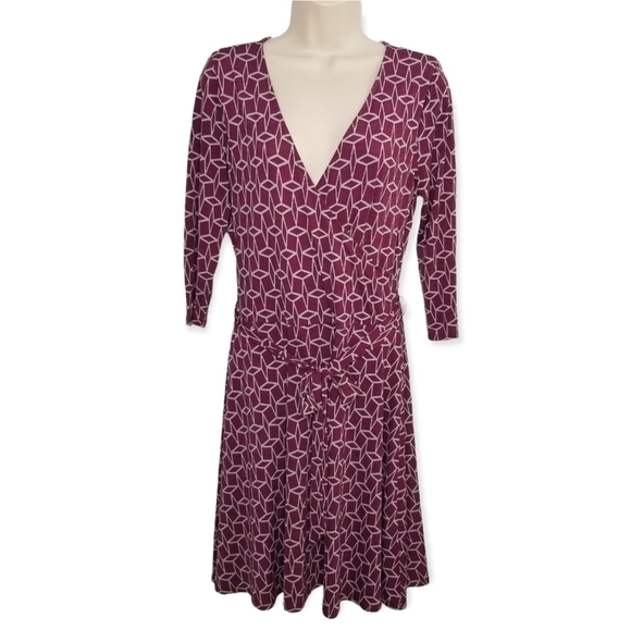41 Hawthorn Geometric Patterned Purple Dress Size Medium - Picture 1 of 7